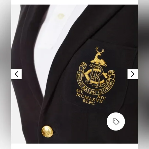 NWT Polo Ralph Lauren Embroidered Crest Black Blazer Golden-tone Buttons Preppy - Picture 3 of 12